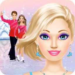 Figure Skater game icon with elegant athlete in sparkling skating costume