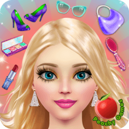 Blonde girl with makeup accessories around her