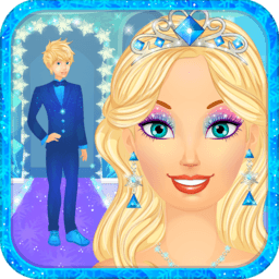 Snow Queen Wedding game icon with icy bride in a sparkling tiara
