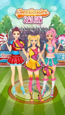 Cheerleader main menu showing game branding and start options