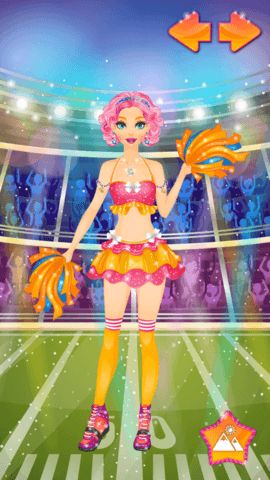 Dress up level with cheer uniforms, shoes, and pom poms