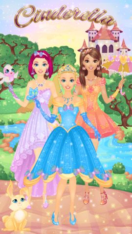 Cinderella game main menu with title and start options