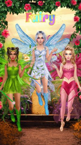 Fairy game main menu with logo and start options