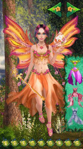 Makeup level with glitter eye shadow, lipstick, and blush options