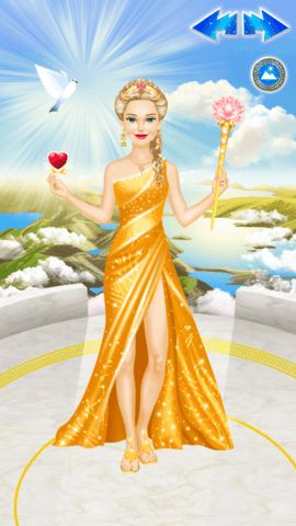 Dress up level with royal dresses, wings, jewelry, and pets