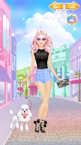 Dress up level with trendy clothes, accessories, and pet selection