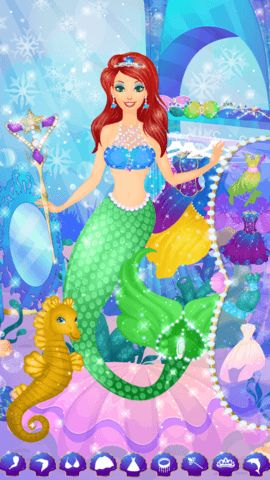 Makeup stage with lipstick, eye makeup, blush, and sea-themed jewelry