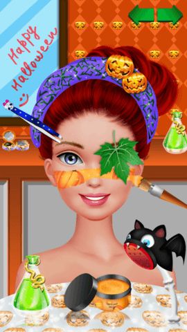 Character selection screen with multiple girls and Halloween themes