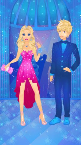 Dress up stage with winter prom gowns tiaras and sparkling accessories