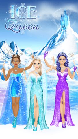 Ice Queen main menu with frozen palace background and start options