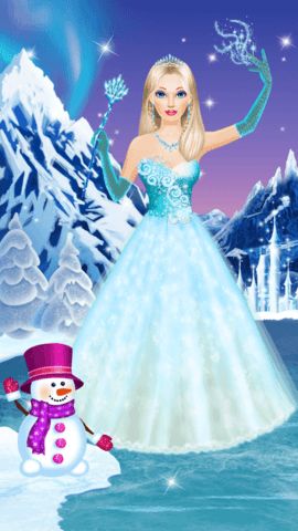 Dress up stage with snowflake gowns capes crowns and accessories