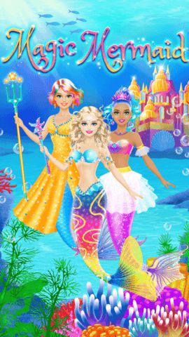 Magic Mermaid main menu with ocean background and start options