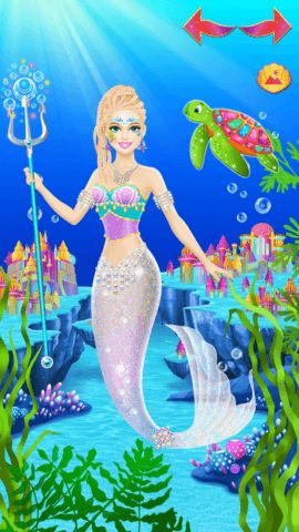 Dress up stage with mermaid tails sea pets jewelry and ocean outfits