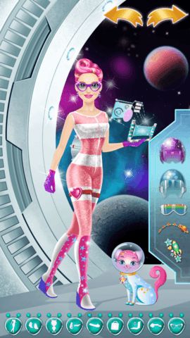 Cosmic makeup stage with eye shadow lipstick blush and shimmer effects