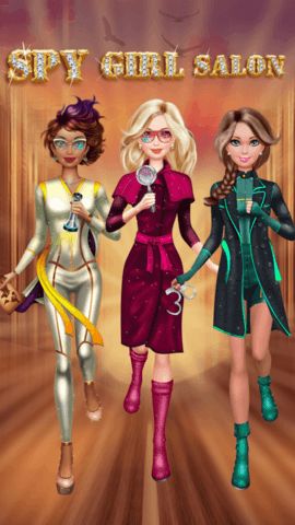 Spy Girl main menu with secret agent theme and mission start options