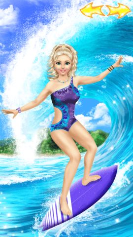 Dress up stage with swimsuit sunglasses surfboard and beach accessories