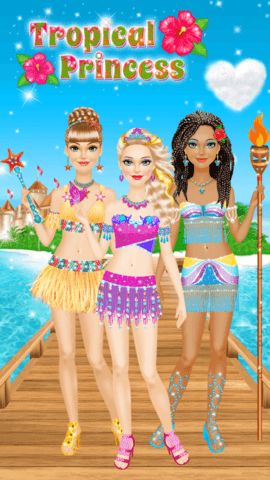 Tropical Princess main menu with paradise island theme and start options