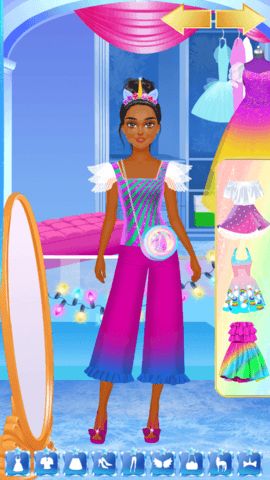 Makeup stage with glitter cosmetics rainbow tones and colorful hairstyle styling